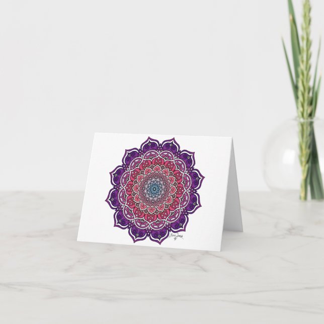 Purple-Pink Floral Mandala Card (Front)