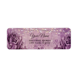 Purple Pink Floral Vintage Wedding Return Address