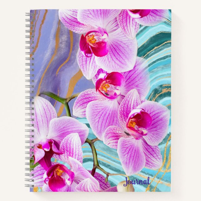 Purple Pink Floral Watercolor Geode Name Journal (Front)