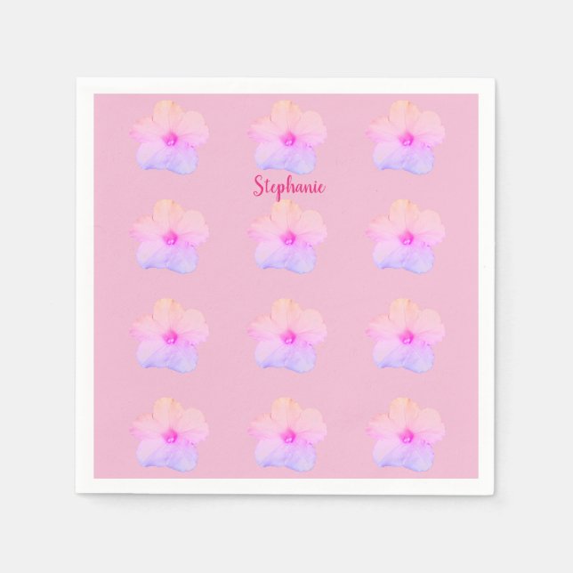 Purple Pink Floral Wedding Bridal Shower Birthday Napkin (Front)