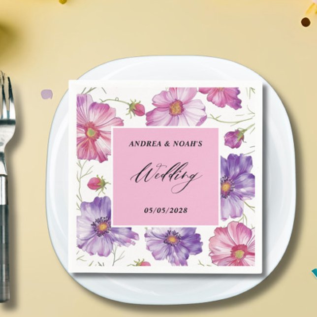  Purple Pink Floral Wedding  Napkin (Creator Uploaded)