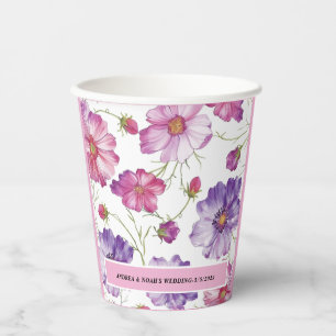  Purple Pink Floral Wedding  Paper Cups