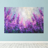 Purple Pink Flower Field Abstract Wall Art