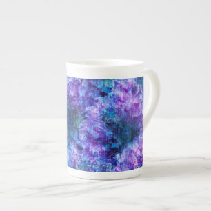 Purple pink flower pattern digital design art bone china mug