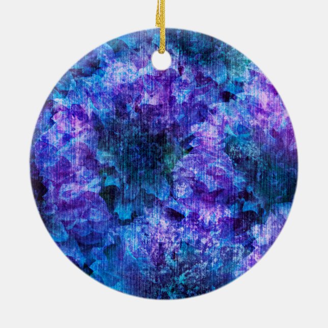 Purple pink flower pattern digital design art ceramic tree decoration (Back)