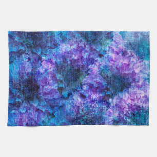Purple pink flower pattern digital design art tea towel