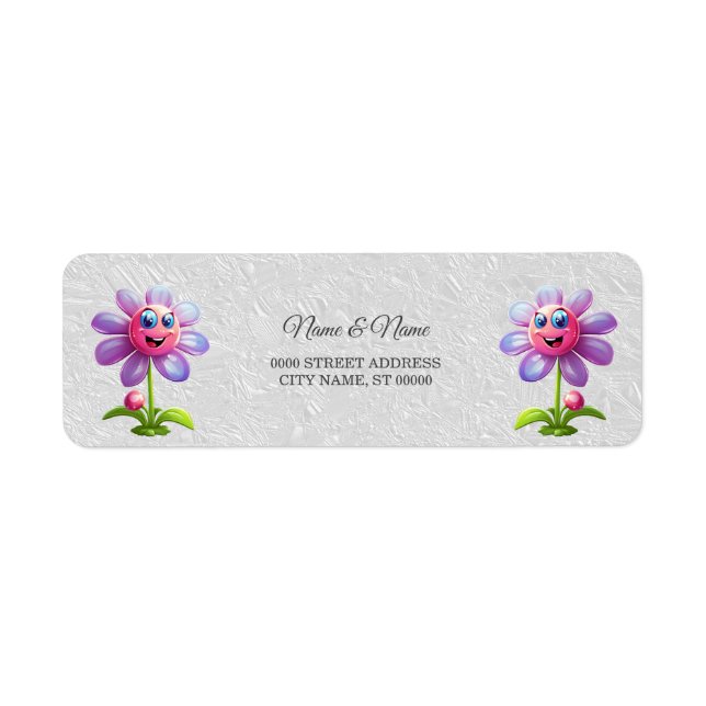 Purple Pink Flower Return Address Label (Front)