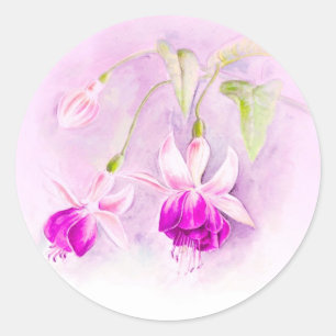 Purple & pink fuchsia flower art sticker