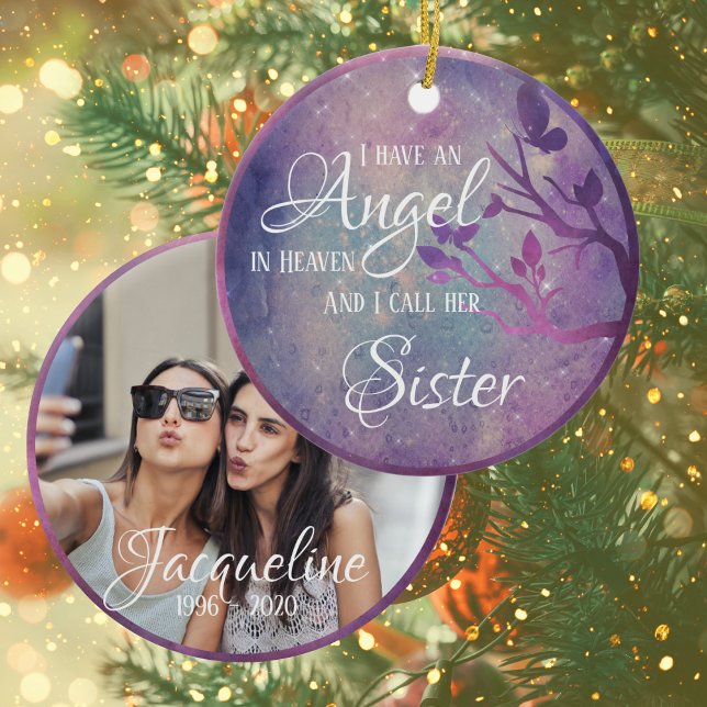 Purple & Pink Galaxy Personalised Memorial Ceramic Tree Decoration (Creator Uploaded)