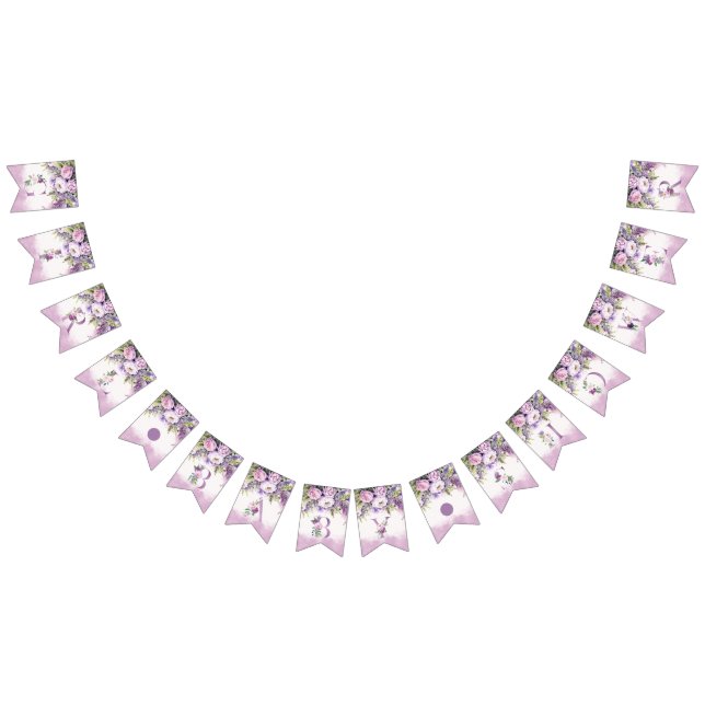 Purple & Pink Garden Flowers Girl Baby Shower Bunting (All)