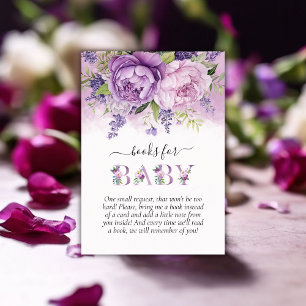Purple & Pink Garden Flowers Girl Books For Baby Enclosure Card