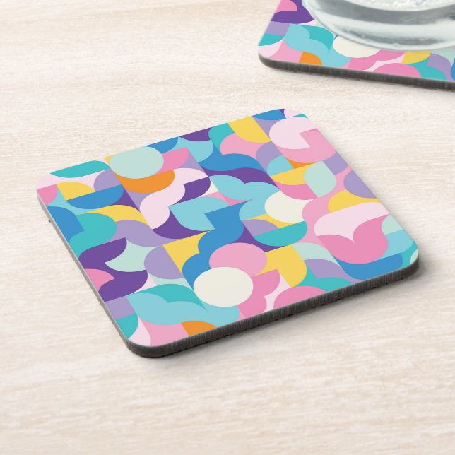 Purple & Pink Geometric Pattern Coaster (Left Side)