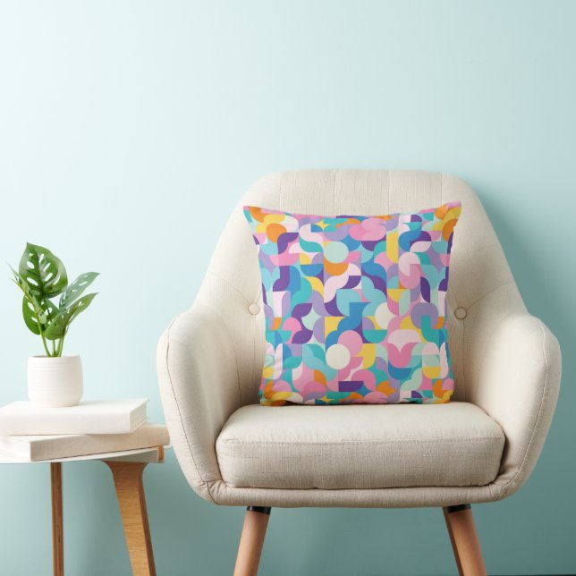 Purple & Pink Geometric Pattern Cushion (Chair)
