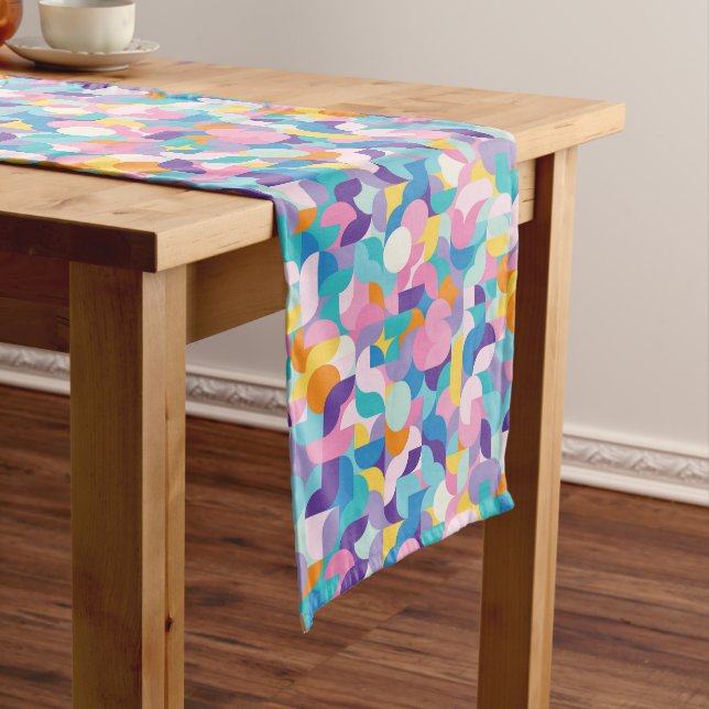 Purple & Pink Geometric Pattern Medium Table Runner (In Situ)