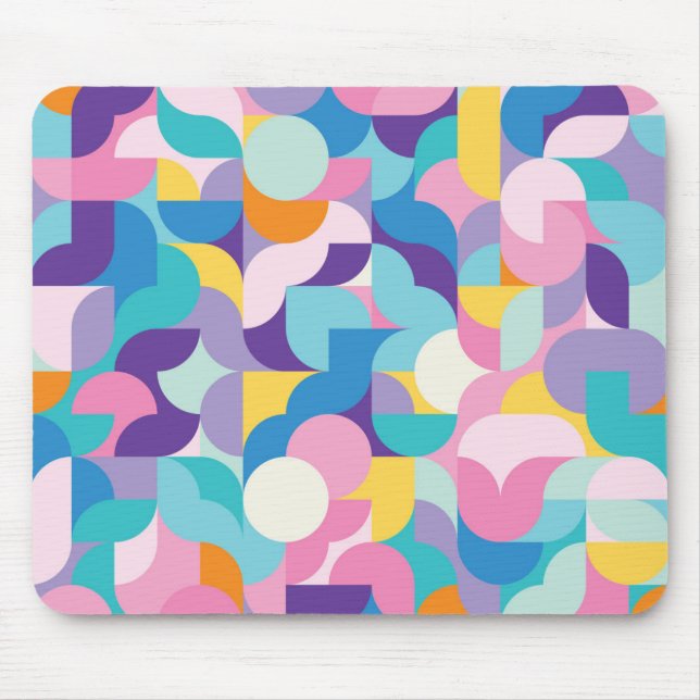 Purple & Pink Geometric Pattern Mouse Pad (Front)