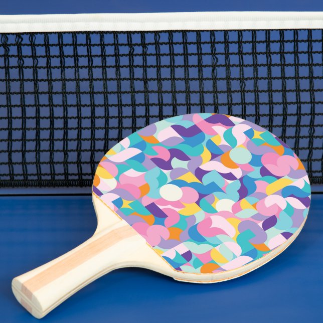 Purple & Pink Geometric Pattern Ping Pong Paddle (Insitu)