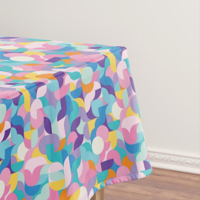 Purple & Pink Geometric Pattern Tablecloth (In Situ)