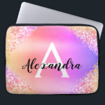 Purple Pink Glitter and Sparkle Monogram Laptop Sleeve<br><div class="desc">Purple and Pink Faux Glitter and Sparkle Ombre Pastel Metallic Foil Elegant Monogram Case. This case can be customised to include your initial and first name.</div>