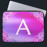 Purple Pink Glitter and Sparkle Monogram Laptop Sleeve<br><div class="desc">Purple and Pink Faux Glitter and Sparkle Metallic Foil Elegant Monogram Case. This case can be customised to include your initial and first name.</div>