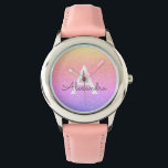 Purple Pink Glitter and Sparkle Monogram Luxury<br><div class="desc">Purple and Pink Pastel Faux Glitter and Sparkle Elegant Monogram Watch. This Watch can be customised to include your initial and first name. The Glitter Watch makes a great Bridal Shower,  Birthday Party or Bachelorette Party gift for that special person who loves pink.</div>