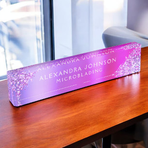 Purple Pink Glitter Sparkle Microblading Brows Nameplate