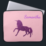 Purple Pink Glitter Sparkle Unicorn Girl's Laptop Sleeve<br><div class="desc">This design was created through digital art. It may be personalised by clicking the customise button and changing the colour, adding a name, initials or your favourite words. Contact me at colorflowcreations@gmail.com if you with to have this design on another product. Purchase my original abstract acrylic painting for sale at...</div>
