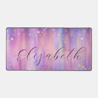 Purple Pink Gold Star Shimmer Script Personalised