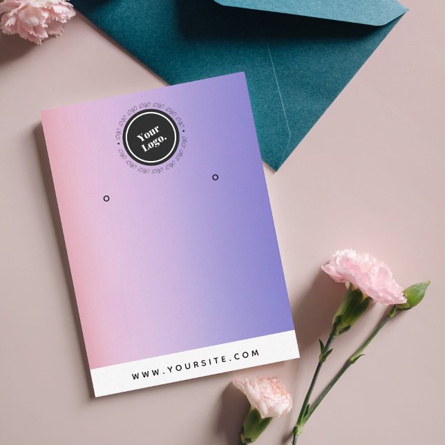 Purple Pink Gradient Add Your Logo Earring Display Business Card (Creator Uploaded)