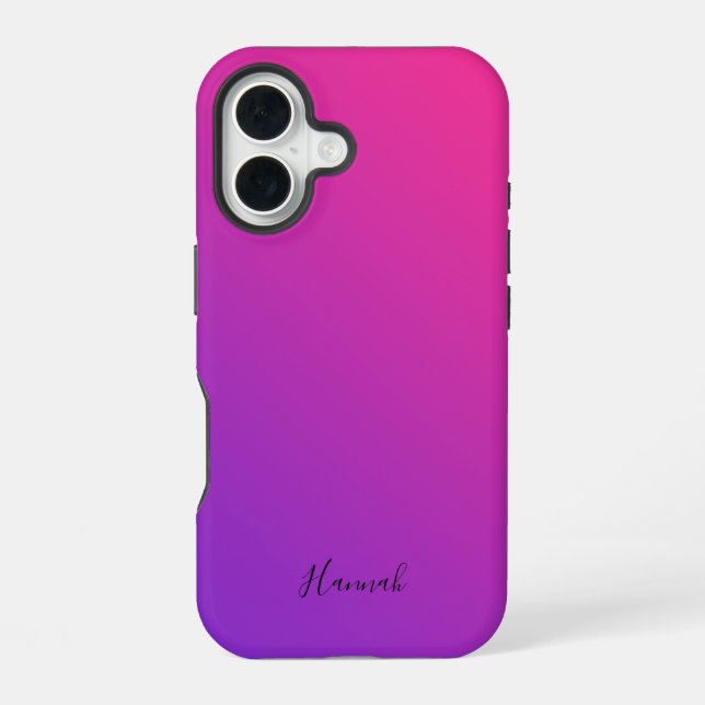 Purple Pink Gradient Personalised iPhone 16 Case (Back)