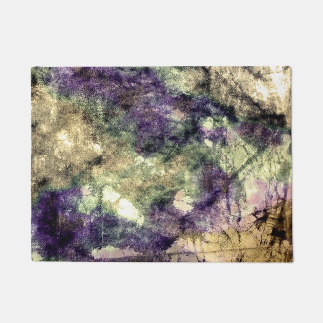 Purple pink green black colourful abstract grunge doormat (Front)