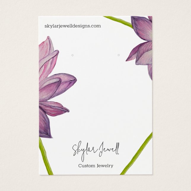 Purple Pink Green Floral Earring Display Card (Front)