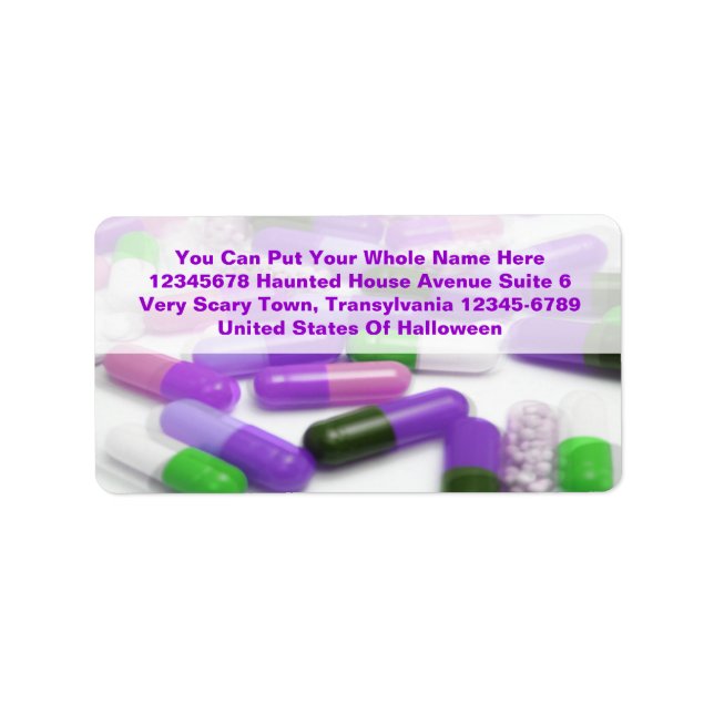 Purple Pink Green Pills Medical Drugs Label (Front)