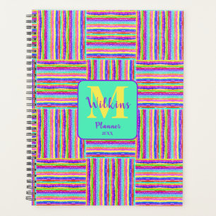 Purple Pink Green Yellow Blue Magenta Basketweave Planner