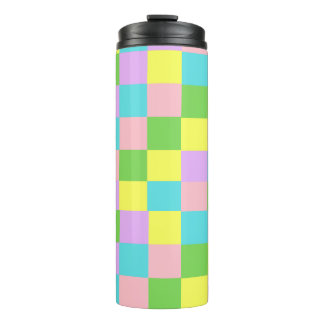 Purple Pink Green Yellow Blue Plaid  Thermal Tumbler