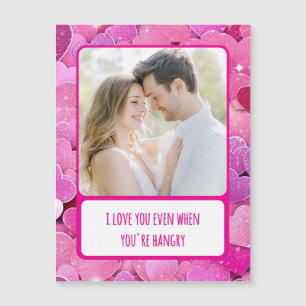 Purple Pink Heart When You're Hangry Photo Card