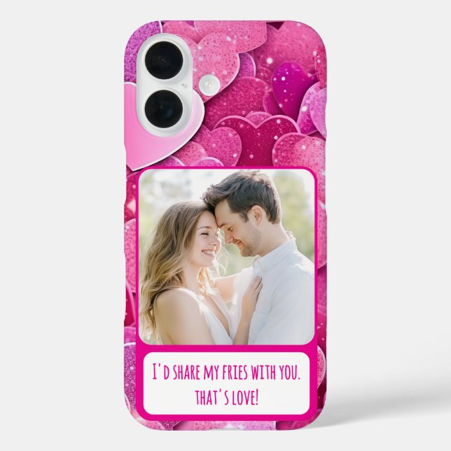 Purple Pink Hearts Share My Fries Case-Mate iPhone Case (Back)