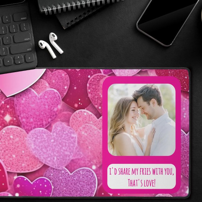 Purple Pink Hearts Share My Fries Desk Mat (Creator Uploaded)