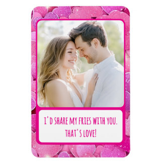 Purple Pink Hearts Share My Fries Flexible Photo Magnet