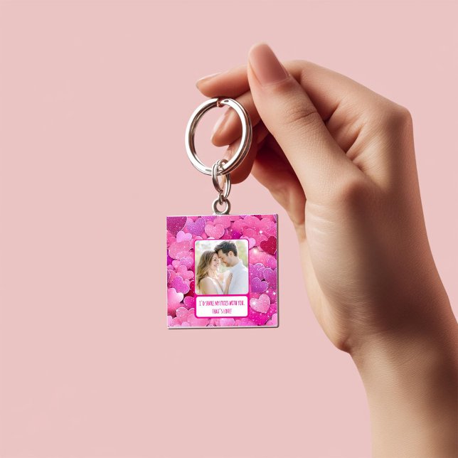 Purple Pink Hearts Share My Fries Key Ring (Creator Uploaded)