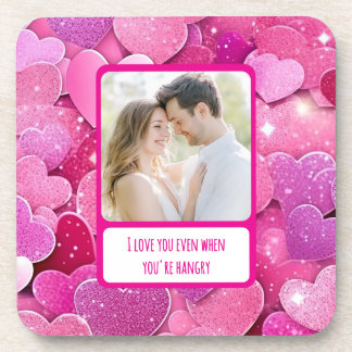 Purple Pink Hearts When You're Hangry Coaster