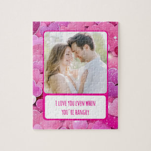 Purple Pink Hearts When You're Hangry Jigsaw Puzzle