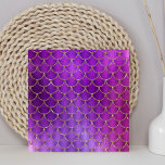 Purple Pink Iridescent Mermaid Scales Pattern Tile<br><div class="desc">This girly design features pattern of purple and pink mermaid scales outline in faux gold glitter.</div>