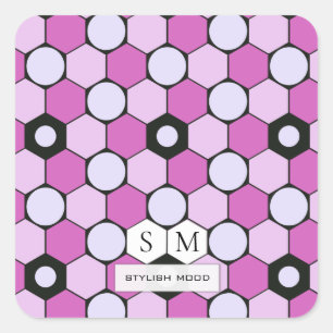 Purple, Pink, Lavender Hexagons & Circles Pattern Square Sticker