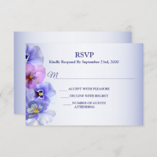 Purple Pink Lilac Pansy Floral Wedding Party RSVP Card