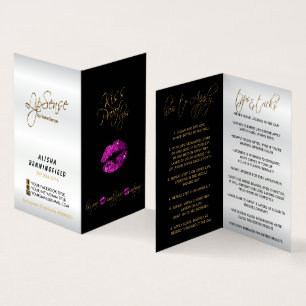 Purple Pink Lips and Black Instructions - Satin Business Card