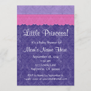 Purple Pink Little Princess Girl Baby Shower S210 Invitation