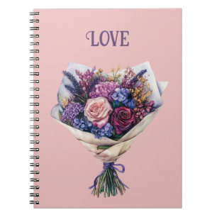 Purple Pink Love Flowers Notebook