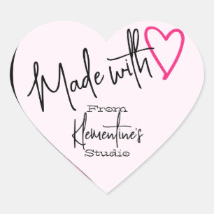Purple Pink Made with Love Handmade From Studio Heart Sticker