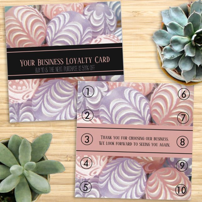 Purple Pink Marble Generic Business Loyalty Punch Appointment Card (Creator Uploaded)