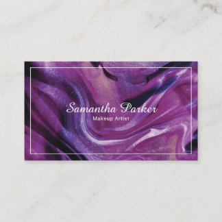 Purple Pink Marble Swirl Elegant Border Business Card